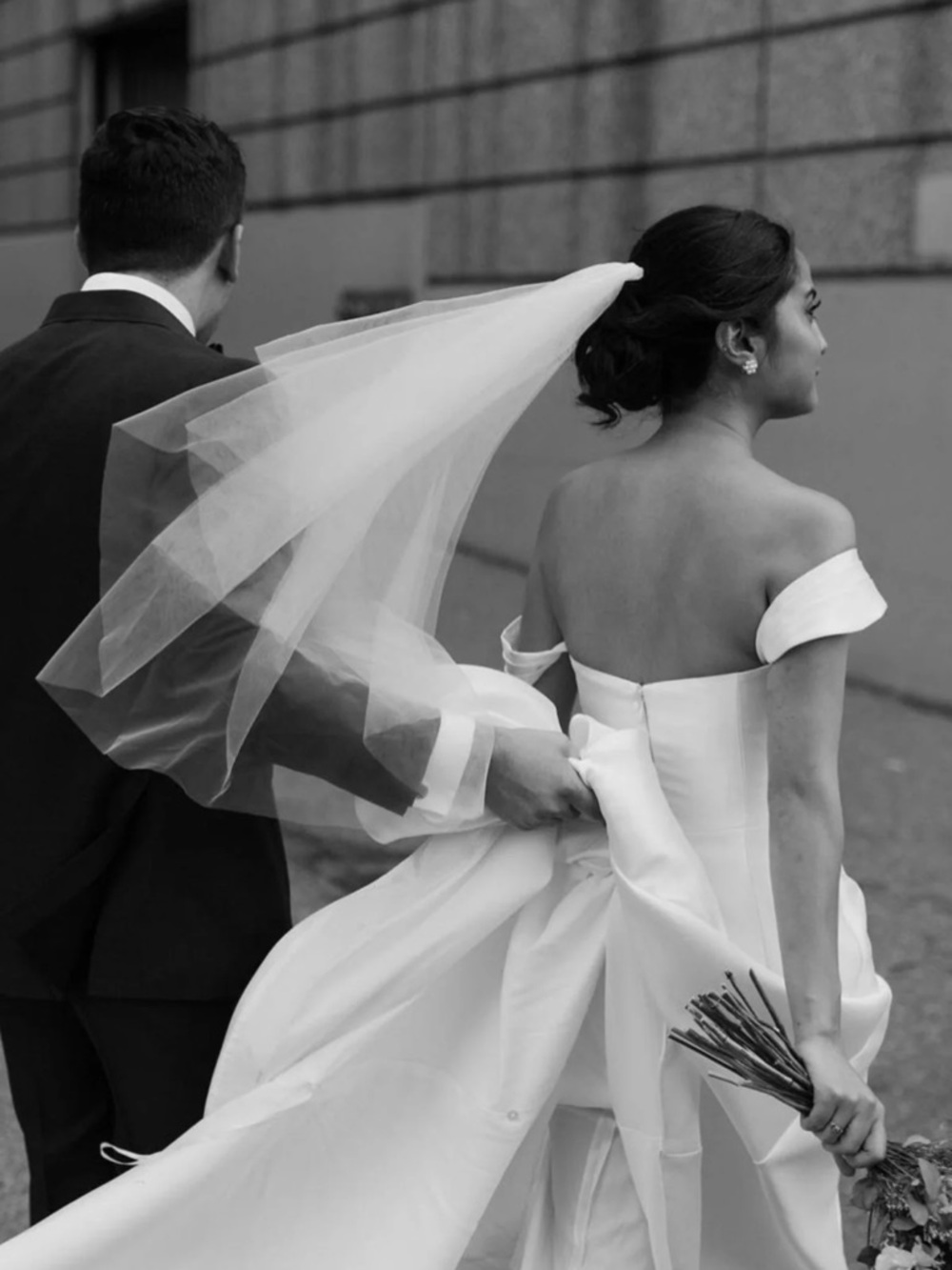 White Fingertip Wedding Veil with Blusher